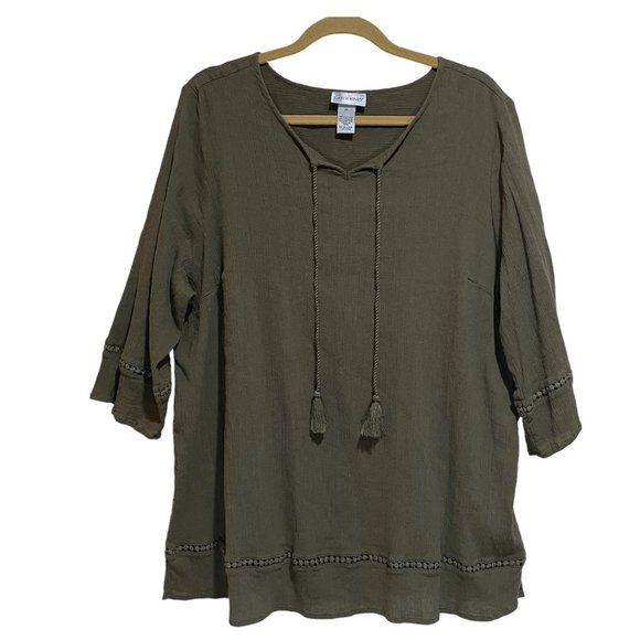 Catherines Tops - Catherines Green Tassel Boho Blouse Top